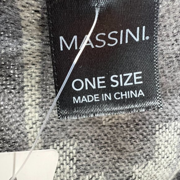 Massini Blanket Poncho Sz One Size Hooded Gray Grey Fringe - Picture 7 of 8